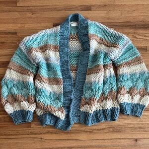 Altar'd State Blue and Brown Knit Cardigan